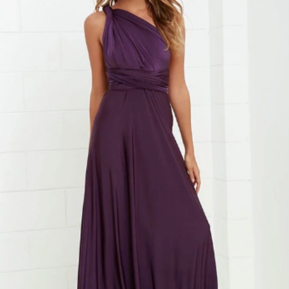 always stunning convertible purple maxi dress